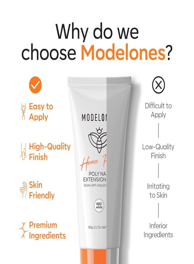 موديل ونز جل بولي للأظافر من موديلونز، خالٍ من الهيماتوكسيلين، 60 مل، جل أبيض حليبي لتطويل الأظافر، مُكثّف، طبقة بناء بيضاء نقية، لوازم تشكيل ثلاثية الأبعاد، للاستخدام المنزلي - Image 5